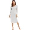 imageWiWi Nightgowns for Women Soft Viscose from Bamboo Long Sleeve Nightshirts Sleepwear Plus Size Nightshirts S3XLight Grey