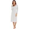 imageWiWi Nightgowns for Women Soft Viscose from Bamboo Long Sleeve Nightshirts Sleepwear Plus Size Nightshirts S3XLight Grey