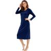 imageWiWi Nightgowns for Women Soft Viscose from Bamboo Long Sleeve Nightshirts Sleepwear Plus Size Nightshirts S3XNavy