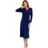imageWiWi Nightgowns for Women Soft Viscose from Bamboo Long Sleeve Nightshirts Sleepwear Plus Size Nightshirts S3XNavy