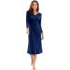 imageWiWi Nightgowns for Women Soft Viscose from Bamboo Long Sleeve Nightshirts Sleepwear Plus Size Nightshirts S3XNavy