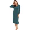 imageWiWi Nightgowns for Women Soft Viscose from Bamboo Long Sleeve Nightshirts Sleepwear Plus Size Nightshirts S3XNavy Blue