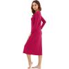 imageWiWi Nightgowns for Women Soft Viscose from Bamboo Long Sleeve Nightshirts Sleepwear Plus Size Nightshirts S3XRose Red