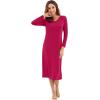 imageWiWi Nightgowns for Women Soft Viscose from Bamboo Long Sleeve Nightshirts Sleepwear Plus Size Nightshirts S3XRose Red