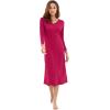 imageWiWi Nightgowns for Women Soft Viscose from Bamboo Long Sleeve Nightshirts Sleepwear Plus Size Nightshirts S3XRose Red