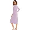 imageWiWi Nightgowns for Women Soft Viscose from Bamboo Long Sleeve Nightshirts Sleepwear Plus Size Nightshirts S3XTaro Purple