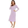 imageWiWi Nightgowns for Women Soft Viscose from Bamboo Long Sleeve Nightshirts Sleepwear Plus Size Nightshirts S3XTaro Purple