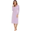 imageWiWi Nightgowns for Women Soft Viscose from Bamboo Long Sleeve Nightshirts Sleepwear Plus Size Nightshirts S3XTaro Purple