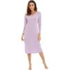 imageWiWi Nightgowns for Women Soft Viscose from Bamboo Long Sleeve Nightshirts Sleepwear Plus Size Nightshirts S3XTaro Purple