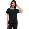 imageWiWi Pajama Top for Women Short Sleeve Scoop Neck Pajamas Soft Viscose from Bamboo Basic Solid TShirt PJ SXXLBlack