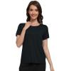 imageWiWi Pajama Top for Women Short Sleeve Scoop Neck Pajamas Soft Viscose from Bamboo Basic Solid TShirt PJ SXXLBlack