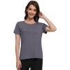 imageWiWi Pajama Top for Women Short Sleeve Scoop Neck Pajamas Soft Viscose from Bamboo Basic Solid TShirt PJ SXXLDark Grey