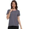 imageWiWi Pajama Top for Women Short Sleeve Scoop Neck Pajamas Soft Viscose from Bamboo Basic Solid TShirt PJ SXXLDark Grey