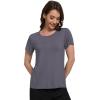 imageWiWi Pajama Top for Women Short Sleeve Scoop Neck Pajamas Soft Viscose from Bamboo Basic Solid TShirt PJ SXXLDark Grey