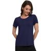 imageWiWi Pajama Top for Women Short Sleeve Scoop Neck Pajamas Soft Viscose from Bamboo Basic Solid TShirt PJ SXXLNavy