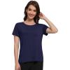 imageWiWi Pajama Top for Women Short Sleeve Scoop Neck Pajamas Soft Viscose from Bamboo Basic Solid TShirt PJ SXXLNavy