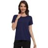 imageWiWi Pajama Top for Women Short Sleeve Scoop Neck Pajamas Soft Viscose from Bamboo Basic Solid TShirt PJ SXXLNavy