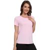 imageWiWi Pajama Top for Women Short Sleeve Scoop Neck Pajamas Soft Viscose from Bamboo Basic Solid TShirt PJ SXXLPink