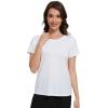 imageWiWi Pajama Top for Women Short Sleeve Scoop Neck Pajamas Soft Viscose from Bamboo Basic Solid TShirt PJ SXXLRaw White
