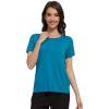imageWiWi Pajama Top for Women Short Sleeve Scoop Neck Pajamas Soft Viscose from Bamboo Basic Solid TShirt PJ SXXLTeal Blue
