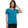 imageWiWi Pajama Top for Women Short Sleeve Scoop Neck Pajamas Soft Viscose from Bamboo Basic Solid TShirt PJ SXXLTeal Blue