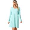 imageWiWi Viscose from Bamboo Nightgowns for Women Long Sleeve Sleep Shirts Soft Sleepwear Pajamas Nightshirts SXXLAaqua