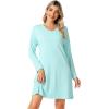 imageWiWi Viscose from Bamboo Nightgowns for Women Long Sleeve Sleep Shirts Soft Sleepwear Pajamas Nightshirts SXXLAaqua