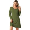 imageWiWi Viscose from Bamboo Nightgowns for Women Long Sleeve Sleep Shirts Soft Sleepwear Pajamas Nightshirts SXXLAarmy Green
