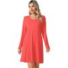 imageWiWi Viscose from Bamboo Nightgowns for Women Long Sleeve Sleep Shirts Soft Sleepwear Pajamas Nightshirts SXXLAcoral