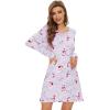 imageWiWi Viscose from Bamboo Nightgowns for Women Long Sleeve Sleep Shirts Soft Sleepwear Pajamas Nightshirts SXXLAgreyPeony