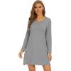 imageWiWi Viscose from Bamboo Nightgowns for Women Long Sleeve Sleep Shirts Soft Sleepwear Pajamas Nightshirts SXXLAheather Grey