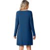 imageWiWi Viscose from Bamboo Nightgowns for Women Long Sleeve Sleep Shirts Soft Sleepwear Pajamas Nightshirts SXXLAink Blue