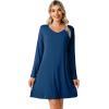 imageWiWi Viscose from Bamboo Nightgowns for Women Long Sleeve Sleep Shirts Soft Sleepwear Pajamas Nightshirts SXXLAink Blue