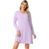 imageWiWi Viscose from Bamboo Nightgowns for Women Long Sleeve Sleep Shirts Soft Sleepwear Pajamas Nightshirts SXXLAlight Purple