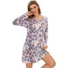 imageWiWi Viscose from Bamboo Nightgowns for Women Long Sleeve Sleep Shirts Soft Sleepwear Pajamas Nightshirts SXXLApurpleFloral