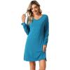 imageWiWi Viscose from Bamboo Nightgowns for Women Long Sleeve Sleep Shirts Soft Sleepwear Pajamas Nightshirts SXXLAteal Blue
