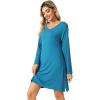 imageWiWi Viscose from Bamboo Nightgowns for Women Long Sleeve Sleep Shirts Soft Sleepwear Pajamas Nightshirts SXXLAteal Blue