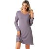 imageWiWi Viscose from Bamboo Nightgowns for Women Long Sleeve Sleep Shirts Soft Sleepwear Pajamas Nightshirts SXXLAviolet