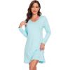 imageWiWi Viscose from Bamboo Nightgowns for Women Long Sleeve Sleep Shirts Soft Sleepwear Pajamas Nightshirts SXXLBaqua
