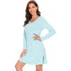 imageWiWi Viscose from Bamboo Nightgowns for Women Long Sleeve Sleep Shirts Soft Sleepwear Pajamas Nightshirts SXXLBaqua