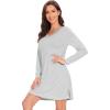 imageWiWi Viscose from Bamboo Nightgowns for Women Long Sleeve Sleep Shirts Soft Sleepwear Pajamas Nightshirts SXXLBash Grey