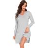 imageWiWi Viscose from Bamboo Nightgowns for Women Long Sleeve Sleep Shirts Soft Sleepwear Pajamas Nightshirts SXXLBash Grey