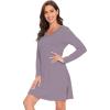imageWiWi Viscose from Bamboo Nightgowns for Women Long Sleeve Sleep Shirts Soft Sleepwear Pajamas Nightshirts SXXLBviolet
