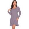 imageWiWi Viscose from Bamboo Nightgowns for Women Long Sleeve Sleep Shirts Soft Sleepwear Pajamas Nightshirts SXXLBviolet