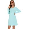 imageWiWi Viscose from Bamboo Nightgowns for Women Long Sleeve Sleep Shirts Soft Sleepwear Pajamas Nightshirts SXXLCaqua