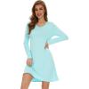 imageWiWi Viscose from Bamboo Nightgowns for Women Long Sleeve Sleep Shirts Soft Sleepwear Pajamas Nightshirts SXXLCaqua