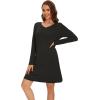 imageWiWi Viscose from Bamboo Nightgowns for Women Long Sleeve Sleep Shirts Soft Sleepwear Pajamas Nightshirts SXXLCblack
