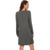 imageWiWi Viscose from Bamboo Nightgowns for Women Long Sleeve Sleep Shirts Soft Sleepwear Pajamas Nightshirts SXXLCiron Grey