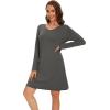 imageWiWi Viscose from Bamboo Nightgowns for Women Long Sleeve Sleep Shirts Soft Sleepwear Pajamas Nightshirts SXXLCiron Grey