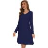 imageWiWi Viscose from Bamboo Nightgowns for Women Long Sleeve Sleep Shirts Soft Sleepwear Pajamas Nightshirts SXXLCnavy
